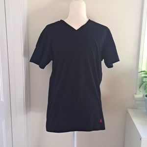Polo Ralph Lauren Black Logo V-neck Slim Fit Cotton Shirt size Large